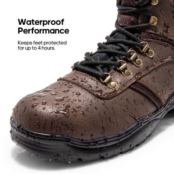 Men's Quality Leather Waterproof Hiking Boots - DARK BROWN - 3